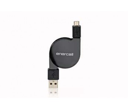 Enercell® Retractable, Micro USB to USB Black Cable