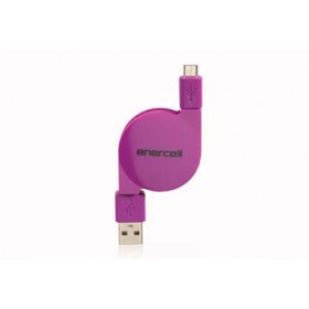Enercell® Retractable, Flat Micro USB to USB PURPEL Cable
