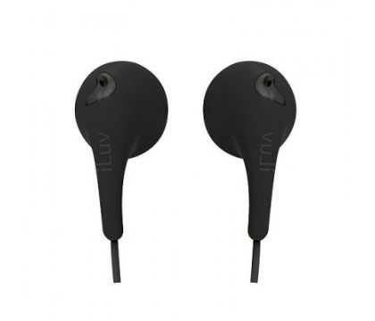 iLuv IEP205BLK Bubble Gum 2 Flexible, Jelly-Type Stereo Earphones - Black