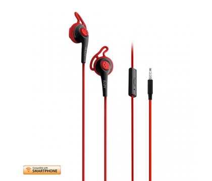 iLuv Earbuds Fit Active with Remote Smartphone Red