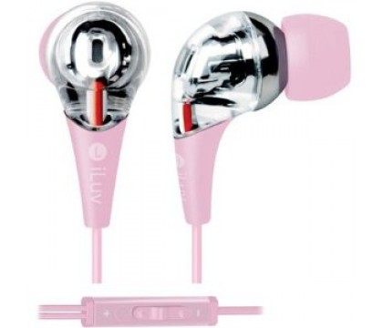 iLuv iEP505PNK Premium Earphones with Volume Control - Pink