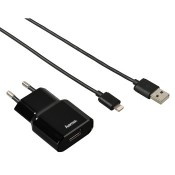 Hama 00119433 Travel Charger, 5V/2.4A + Apple Lightning Charging/Sync Cable, black