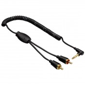Hama 00122304 FLEXI-SLIM COILED CABLE, 3.5MM STEREO 90°-2RCA,1.5M