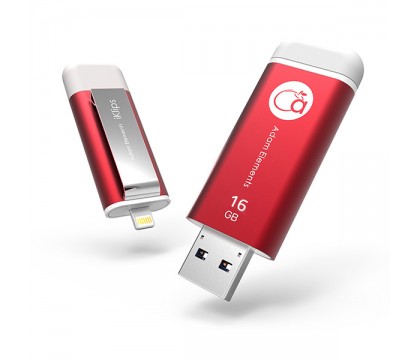 IKLIPS ADRAD16KLPRG Lightning Flash Drive 16G, Red, iOS 6.1 or above, Windows XP/7/8, Mac OSX