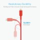 ANKER A8432H91 POWER LINE 2 USB TO LIGHTNING CABLE 3FT, RED