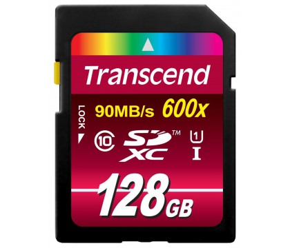 Transcend 128 GB High Speed Class 10 UHS Flash Memory Card Up to 90 MB/s TS128GSDXC10U1