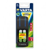 Varta 57642 Pocket Charger  For 2 or 4 AA/AAA NI-MH batteries+4AA/2100 MAH