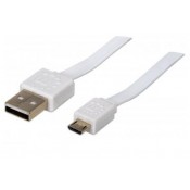 MANHATTAN 391849 Flat USB Male Type A / Micro-USB Male Type B 1.8m Cable  , White