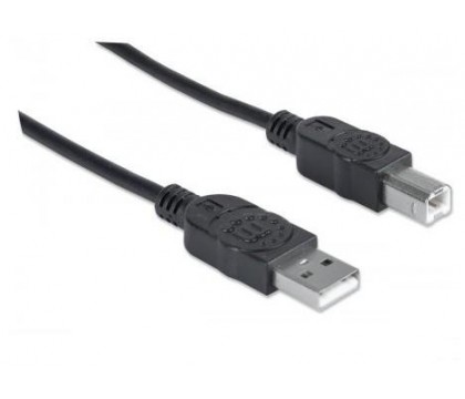 MANHATTAN 333368 Hi-Speed USB Device Cable Male Type A / Male Type B, 1.8 m (6 ft.), Black 