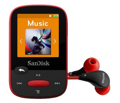 SanDisk SDMX24-004G-G46R  4GB internal memory and microSD slot (up to 16GB) MP3 PLAYER , Red