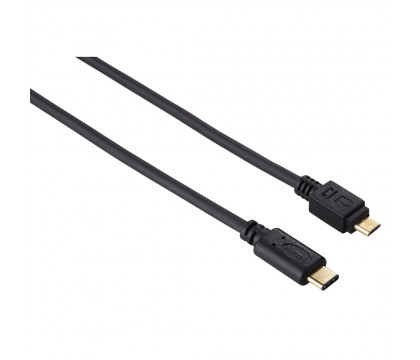Hama 00135713 USB-C Adapter Cable, USB-C plug to micro US 2.0 plug, gold-plated, 0.75 m