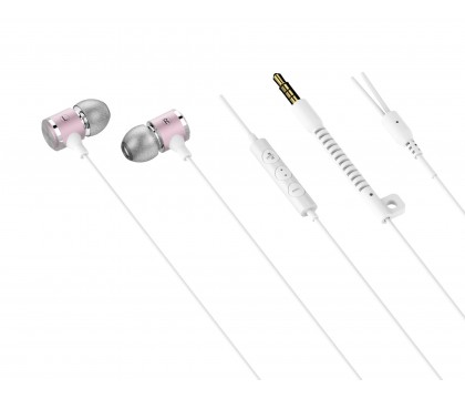 iLuv METALFSPK MetalForge Deep Bass In-Ear Noise-Isolating Metal Earphones with Remote and Microphone (Pink)