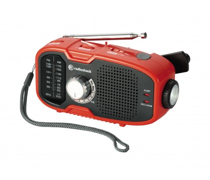 راديوشاك (2000654) راديو صغير AM/FM/WX يحتوى على ذراع للحمل وكشاف للإضاءة