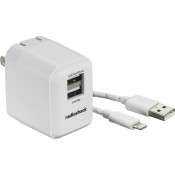 راديو شاك (2302304)  شاحن منزلى مزود بكابل لايتنينج + 2 منفذ يو إس بى