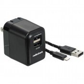 RadioShack 2302305 Power It Dual USB Wall Charger w/ Lightning Cable (Black)