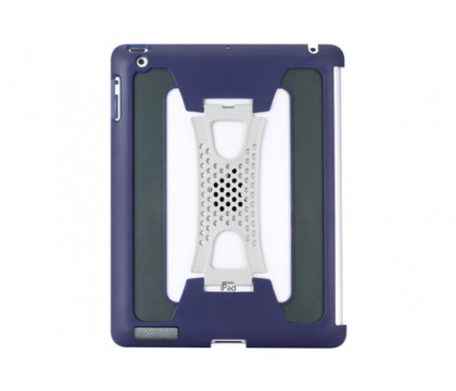 LAFEADA G100241A101 IPAD II CASE : Tactical Shell Blue White Protective Case with Easy-grip Strap for New iPad & iPad 2