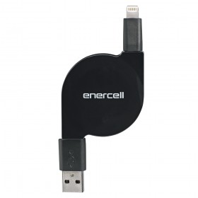 Enercell 2730769 Retractable Lightning to USB Cable (Black)