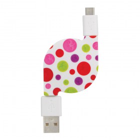Enercell 2730777 Retractable USB to Micro-USB Cable (Dots)