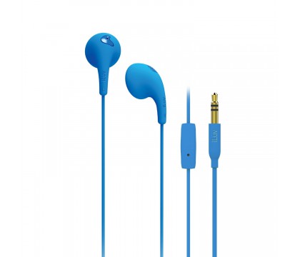 iLuv BBGUMTALKS Bubble Gum Talk Colorful Stereo Earphones with Mic and Remote, Blue