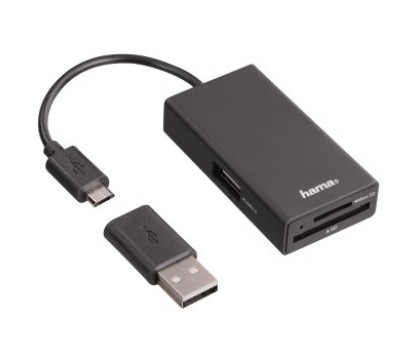 Hama 00054141 USB 2.0 OTG Hub/Card Reader for Smartphone/Tablet/Notebook/PC