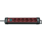 Brennenstuhl 1951760100 Premium-Line extension socket 6-way black/bordeaux 3m H05VV-F 3G1,5 