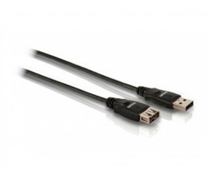 فيليبس (SWU2212/10) كابل إمتداد يو إس بى (USB 2.0) طرف  من النوع A (ذكر) إلى طرف من النوع A (أنثى) بطول 1.8 متر - أسود