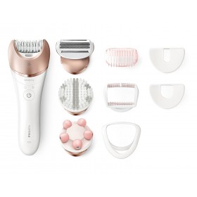 Philips BRE650/00 Satinelle Prestige Wet & Dry epilator For legs, body and face, 8 accessories, Cordless and rechargeable, S-shaped handle design