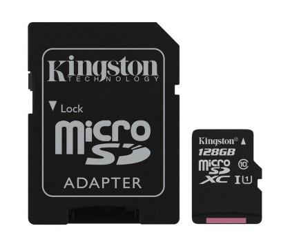 كينجستون (SDC10G2/128GB) كارت ميمورى مايكرو إس دى سعة 128 جيجا بايت ومزود بأدابتر