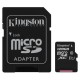 كينجستون (SDC10G2/128GB) كارت ميمورى مايكرو إس دى سعة 128 جيجا بايت ومزود بأدابتر