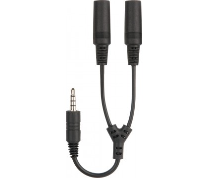 سبيد لينك (SL-800101-BK) أدابتر من طرف 3.5 ملم (ذكر) إلى مدخلين 3.5 ملم و مناسب للتليفونات الذكية و التابلت و يدعم إستخدام المايكروفون المدمج بسلك سماعات الأذن