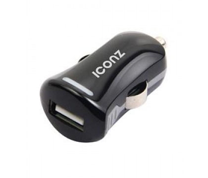 Iconz IMN-CC22K Smartphone USB car charger for (MFI), EU plug Cable Length: 1.2m Lightning Cable included, Black