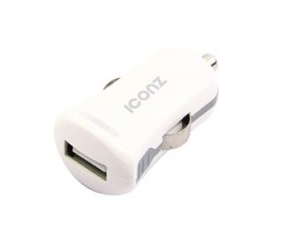 Iconz IMN-CC22W Smartphone USB car charger for (MFI), EU plug Cable Length: 1.2m Lightning Cable included, White