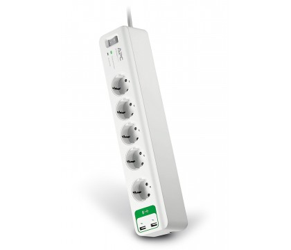 APC PM5U-GR Surge protector Essential SurgeArrest 5 outlets with 5V, 2.4A 2 port USB charger 230V Germany