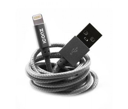 Iconz IMN-LC02T Special Mfi Lightning Braided Cable with Aluminum Compact Plug 1.2m, Titanium