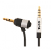 Iconz IMN-JC04K Hands Free Mic Aux Cable with Metallic Plug Gold Plated 1m Black
