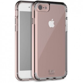 iLuv AI7METFPN Metal Forge Protective Case With Metallic Painted Polycarbonate Frame for iPhone 7, Pink