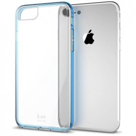 iLuv AI7PVYNEBL Vyneer Durable Transparent Hardshell Case With Soft Frame for iPhone 7 Plus - Blue / Trans