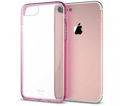 iLuv AI7PVYNEPN Vyneer Durable Transparent Hardshell Case With Soft Frame for iPhone 7 Plus - Pink / Trans