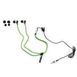 أوميجا (FH2111B) سماعة أذن بكابل على شكل سوستة مزودة بمايكروفون ذو لون أخضر [41800]