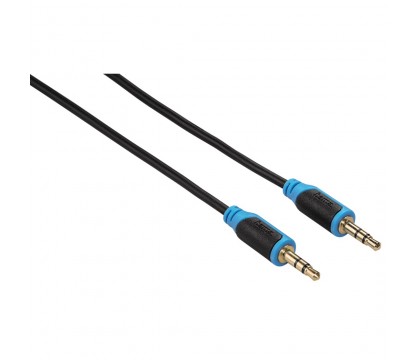 Hama 00123528 Super Soft Audio Cable, 2 x 3.5 mm jack plug, stereo, blue, 1.0 m