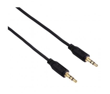 Hama 00135780 Flexi-Slim 3.5 mm Audio Jack Cable, gold-plated, black, 0.75 m