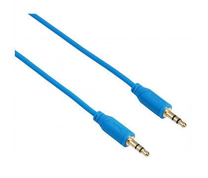 Hama 00135781 Flexi-Slim 3.5 mm Audio Jack Cable, gold-plated, blue, 0.75 m