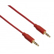 Hama 00135783 Flexi-Slim 3.5 mm Audio Jack Cable, gold-plated, red, 0.75 m