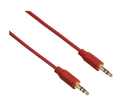Hama 00135783 Flexi-Slim 3.5 mm Audio Jack Cable, gold-plated, red, 0.75 m