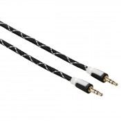 Hama 00030131 Audio Cable, 3.5 mm plug - 3.5 mm plug, stereo, fabric, gold-plated, 1.0 m