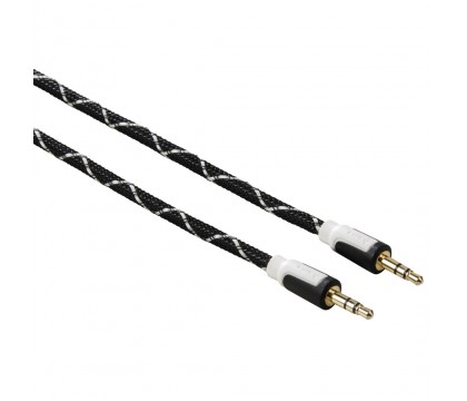 Hama 00030131 Audio Cable, 3.5 mm plug - 3.5 mm plug, stereo, fabric, gold-plated, 1.0 m