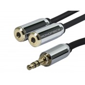 MonoPrice 10148 Designed for Mobile 6ft 3.5mm Stereo Plug/Two 3.5mm Stereo Jack Cable - Black