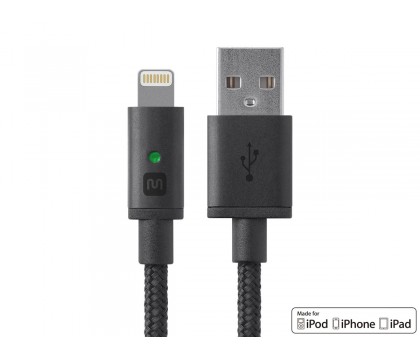 MonoPrice 12865 Luxe Series Apple MFi Certified Lightning to USB Charge and Sync Cable, 6-inch Black