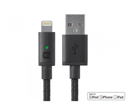 MonoPrice 12867 Luxe Series Apple MFi Certified Lightning to USB Charge and Sync Cable, 3ft Black