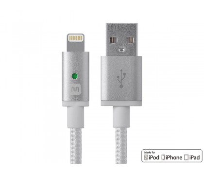 MonoPrice 12868 Luxe Series Apple MFi Certified Lightning to USB Charge and Sync Cable, 3ft White